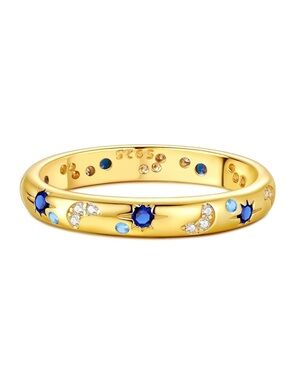 14k Gold Sun Moon & Stars Gemstone Stacking Ring |Thumb Wedding 925 Sterling